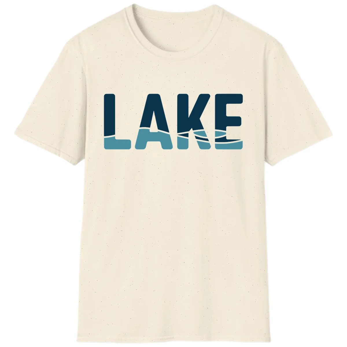 Lake Life Typographic Design T-Shirt in Natural