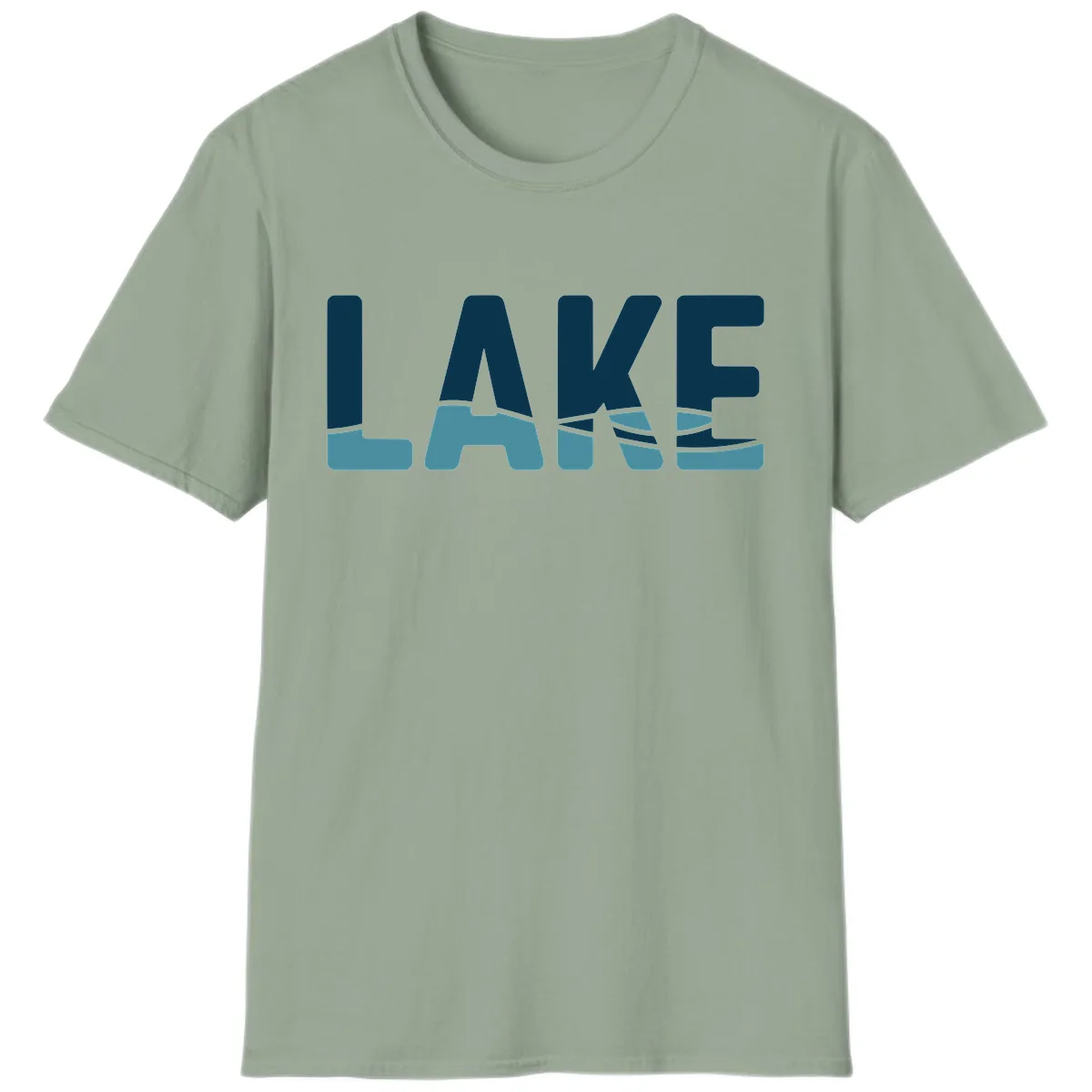 Lake Life Typographic Design T-Shirt in Sage