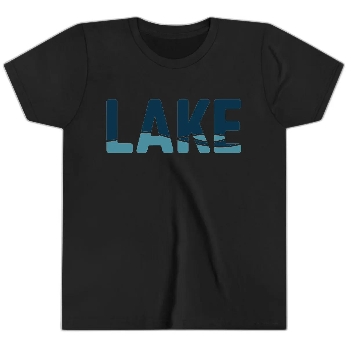 Lake Life Typographic Design Youth T-Shirt in Black