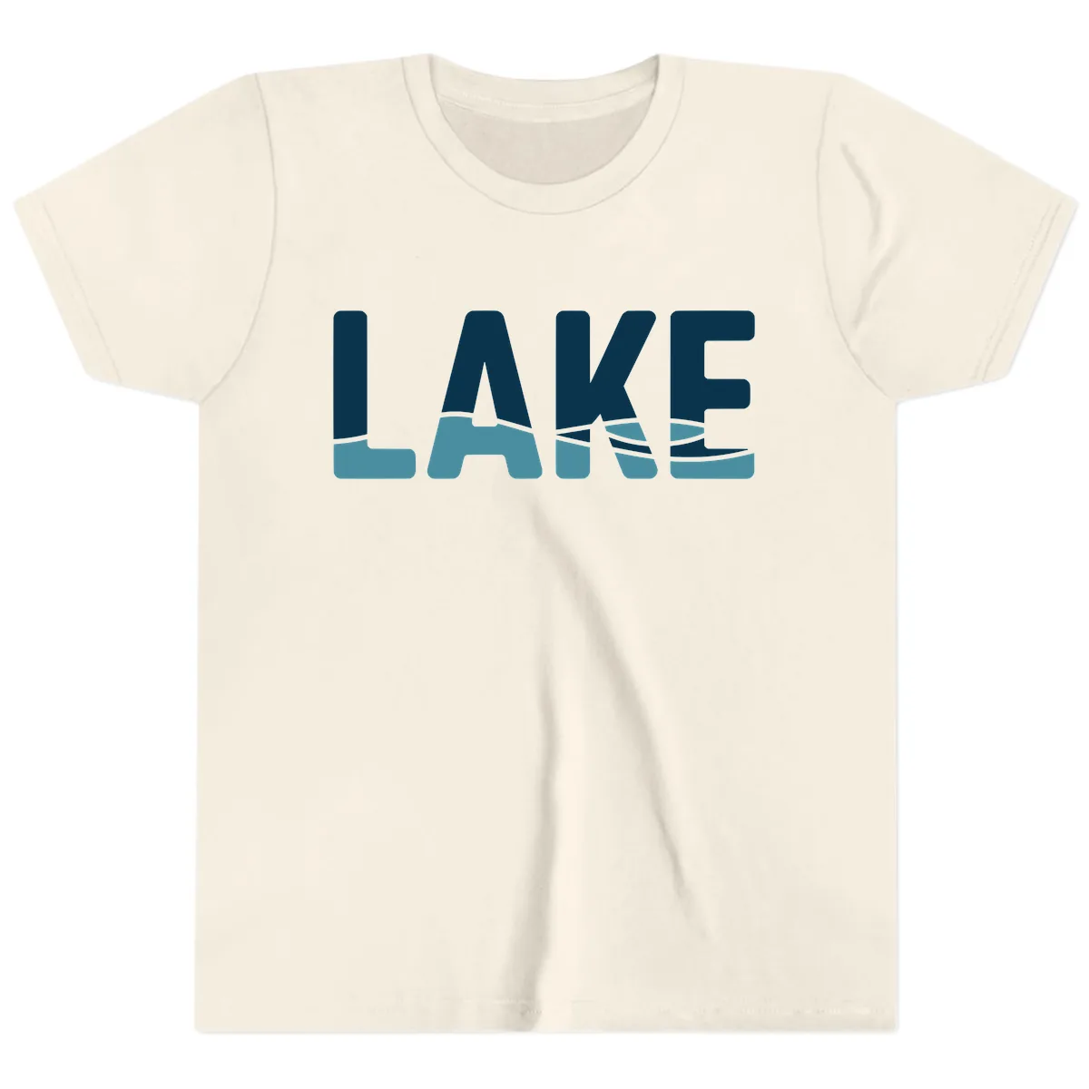 Lake Life Typographic Design Youth T-Shirt in Natural