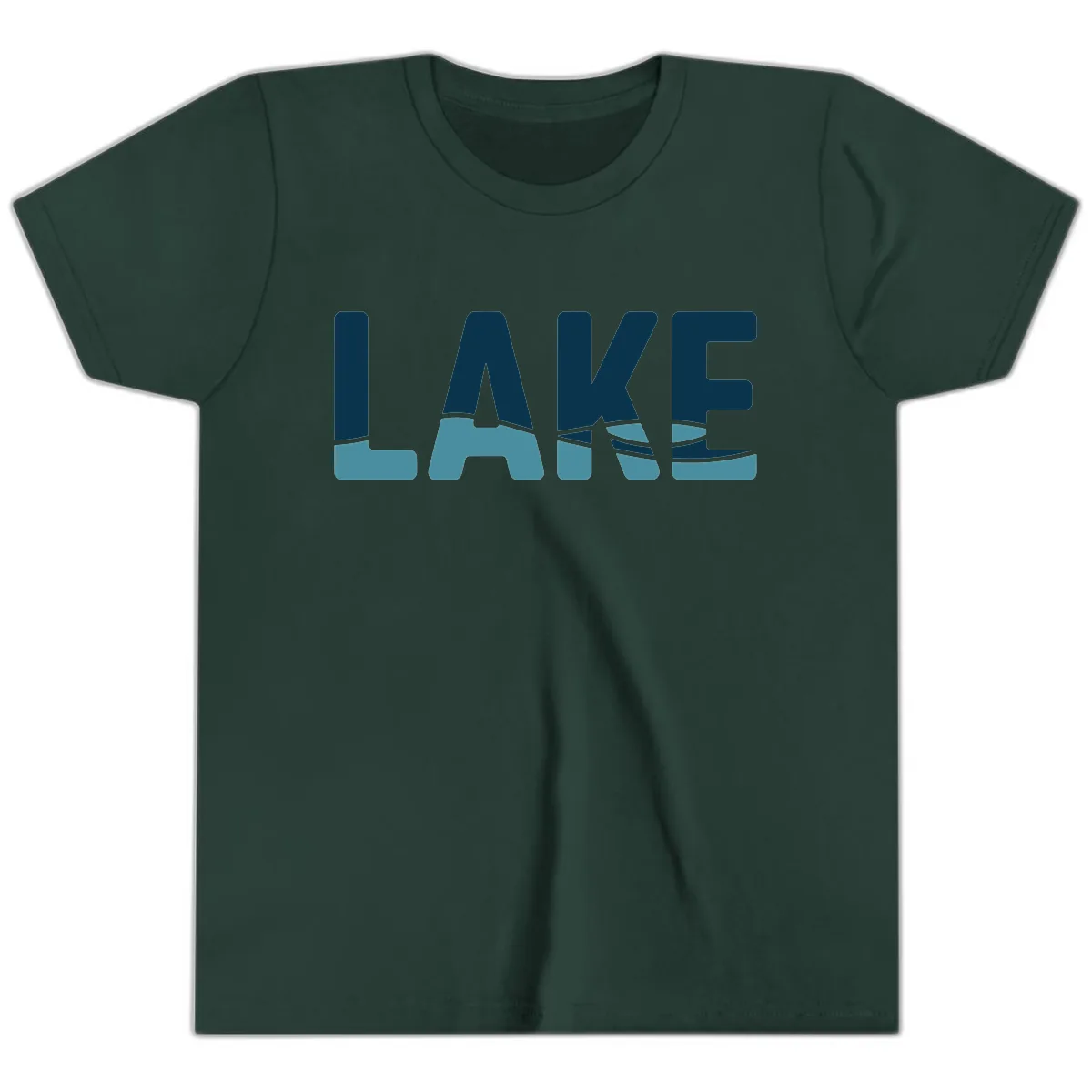 Lake Life Typographic Design Youth T-Shirt in Forest
