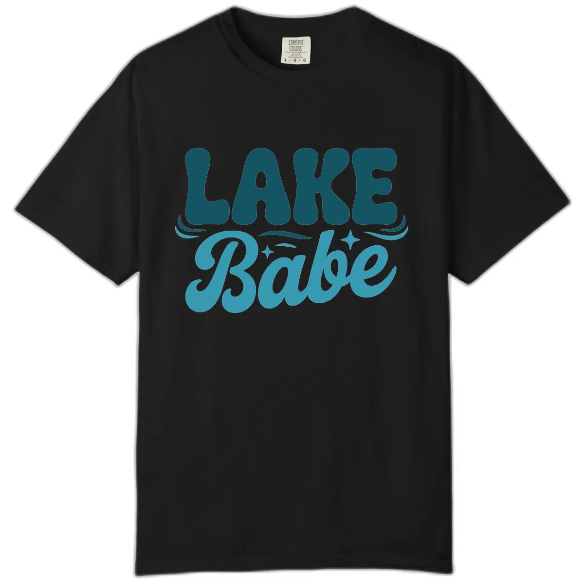 Retro Lake Babe Graphic Design Comfort Color in Black