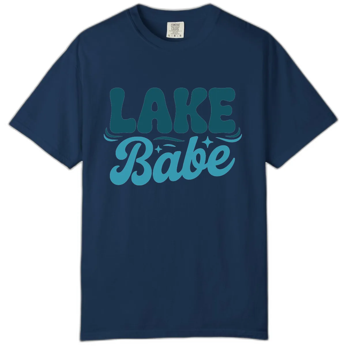 Retro Lake Babe Graphic Design Comfort Color in Navy