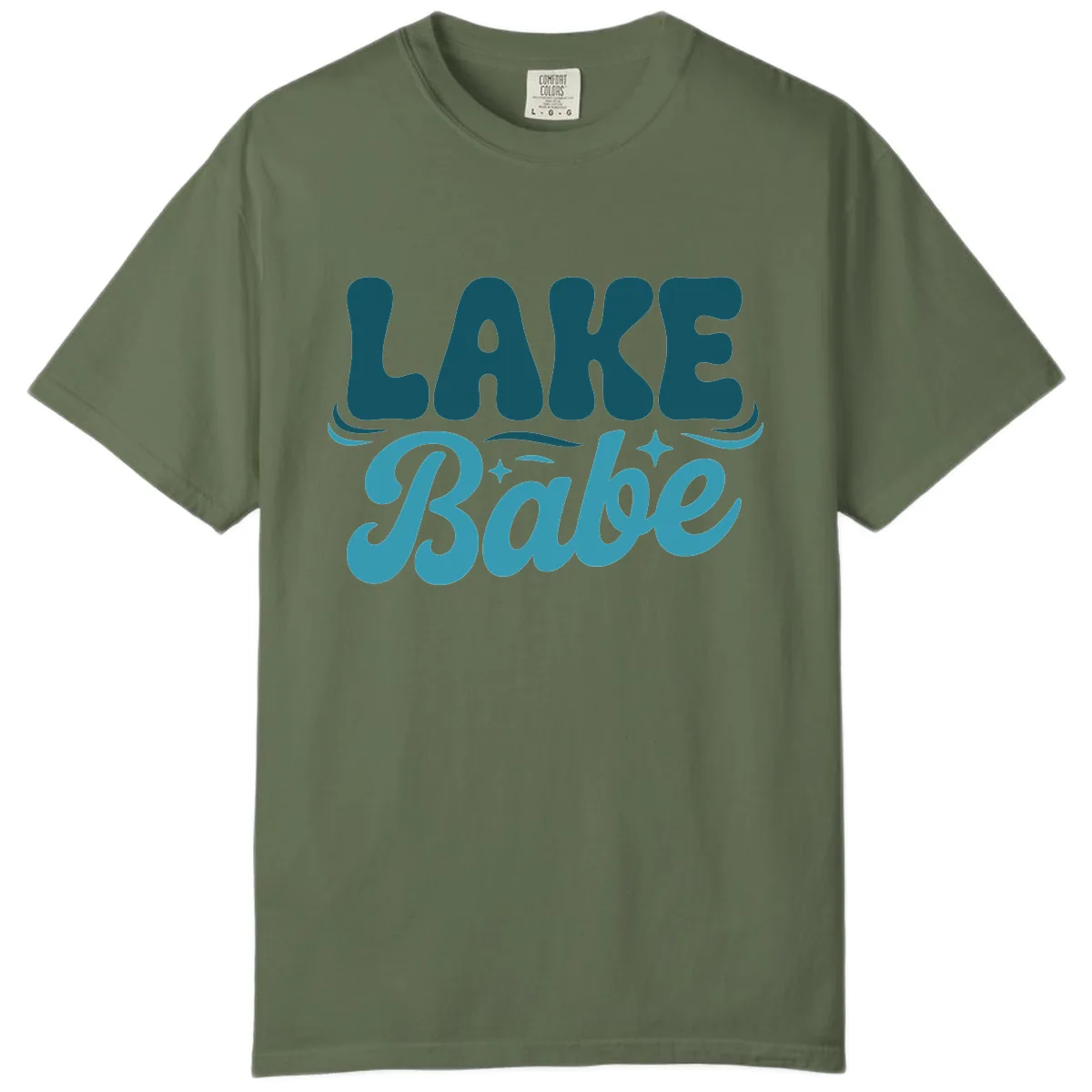 Retro Lake Babe Graphic Design Comfort Color in Sage