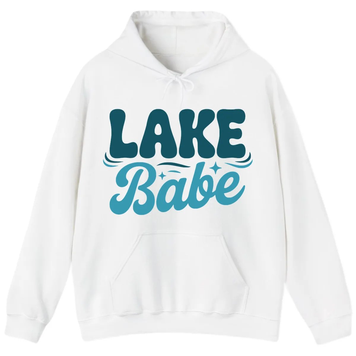 Retro Lake Babe Graphic Design Hoodie in White