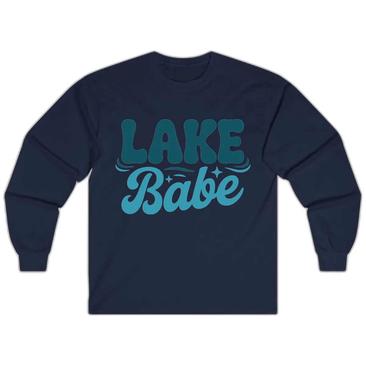Retro Lake Babe Graphic Design Long Sleeve in Navy
