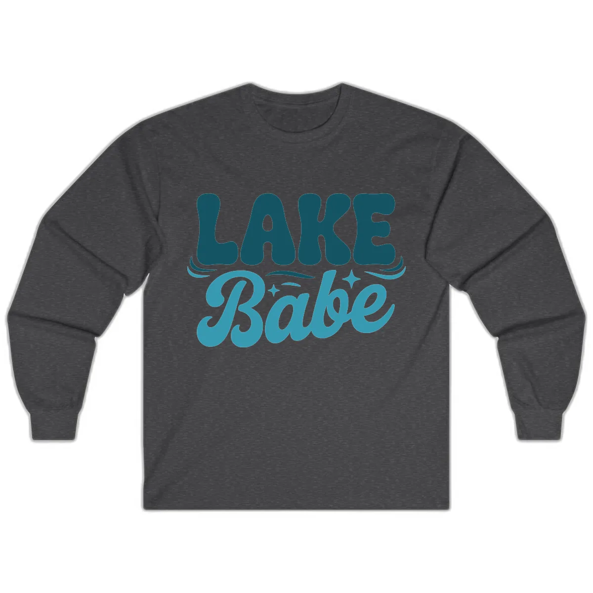 Retro Lake Babe Graphic Design Long Sleeve in Dark Heather