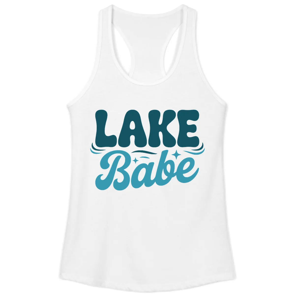 Retro Lake Babe Graphic Design Ladies Tank in White