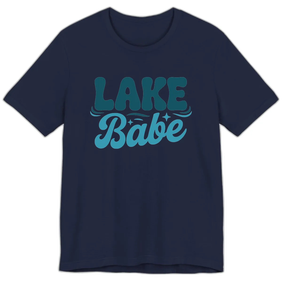 Retro Lake Babe Graphic Design Premium T-Shirt in Navy