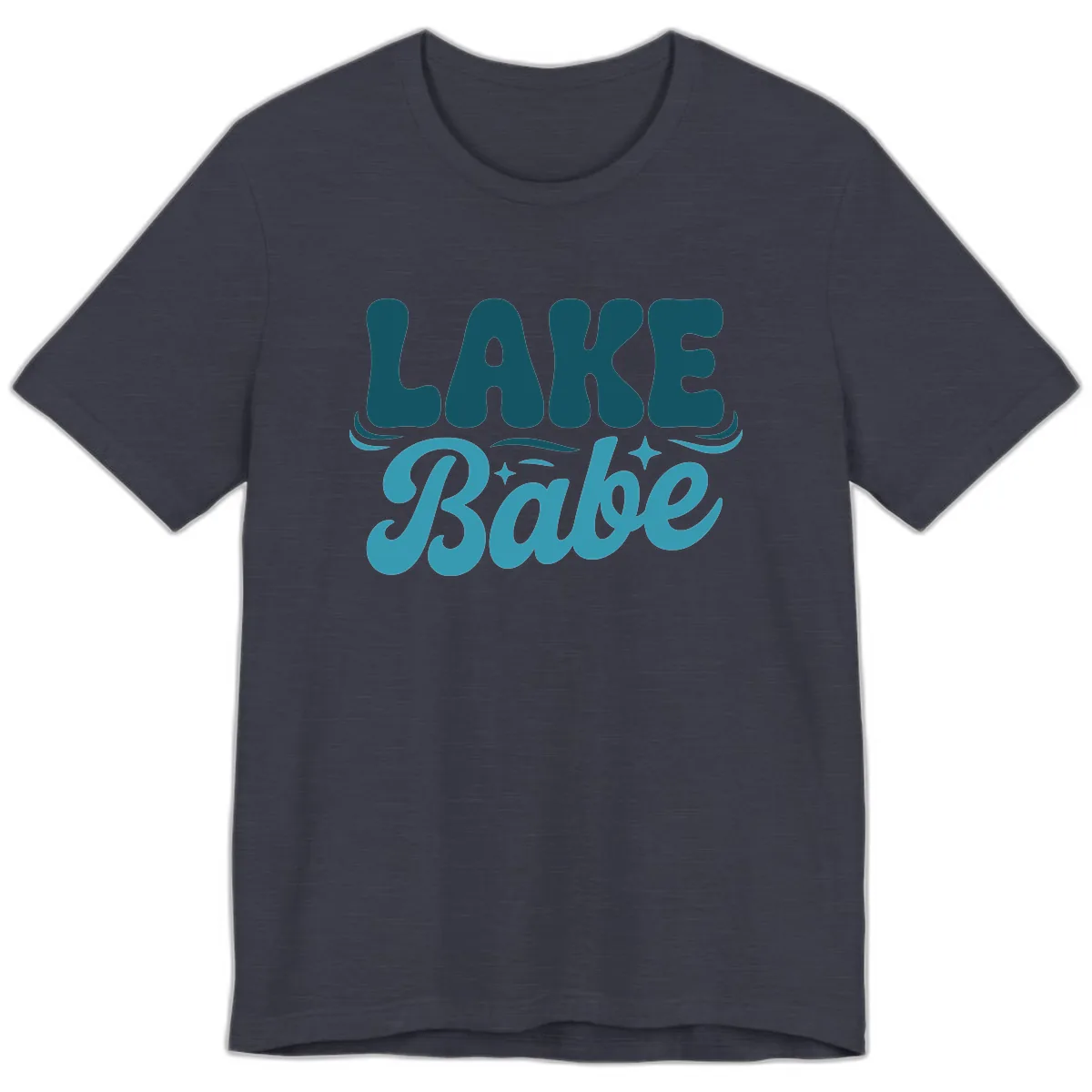 Retro Lake Babe Graphic Design Premium T-Shirt in Heather Midnight Navy