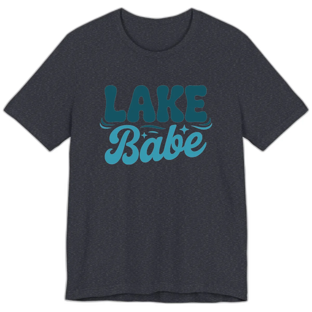 Retro Lake Babe Graphic Design Premium T-Shirt in Heather Navy