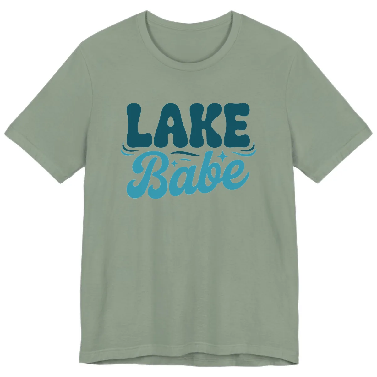 Retro Lake Babe Graphic Design Premium T-Shirt in Sage