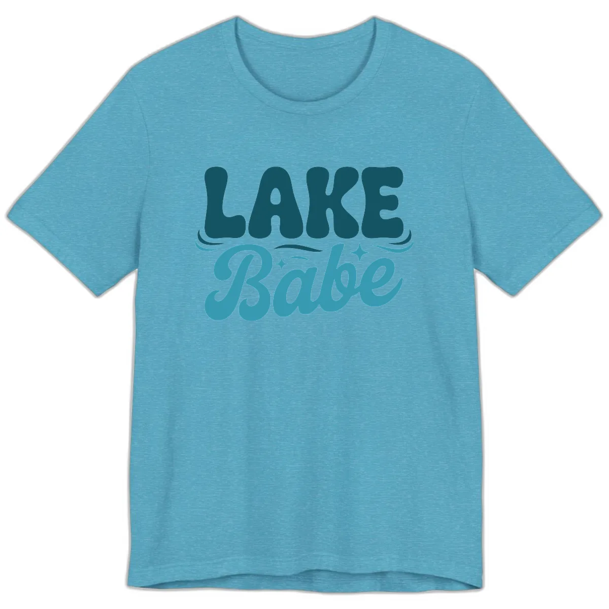 Retro Lake Babe Graphic Design Premium T-Shirt in Heather Aqua