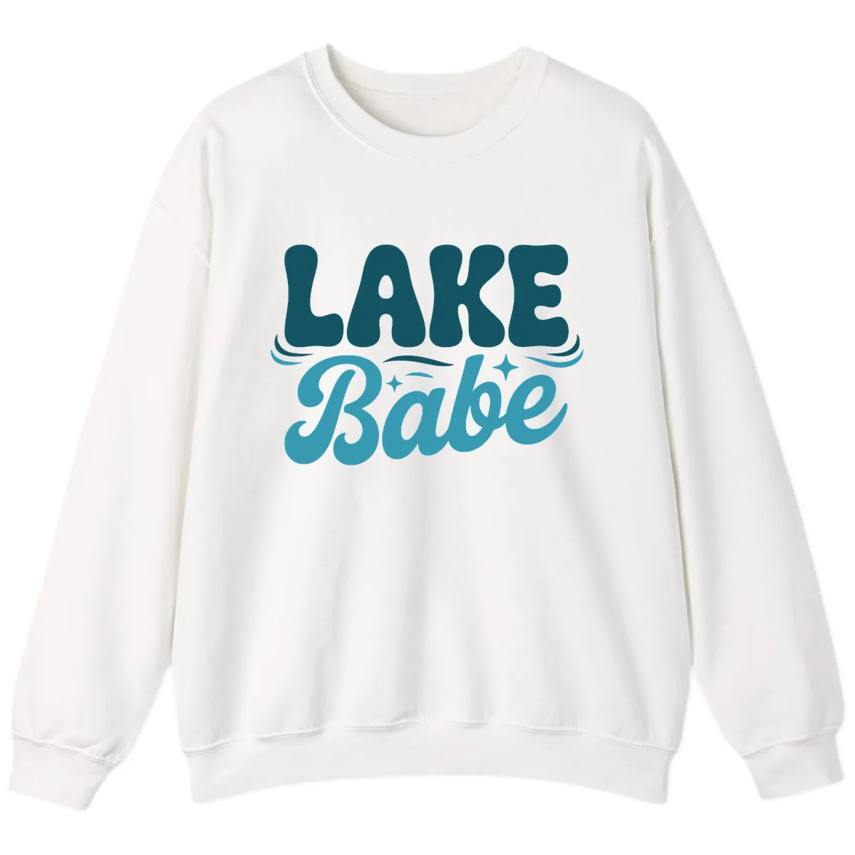 Retro Lake Babe Graphic Design Sweatshirt in White