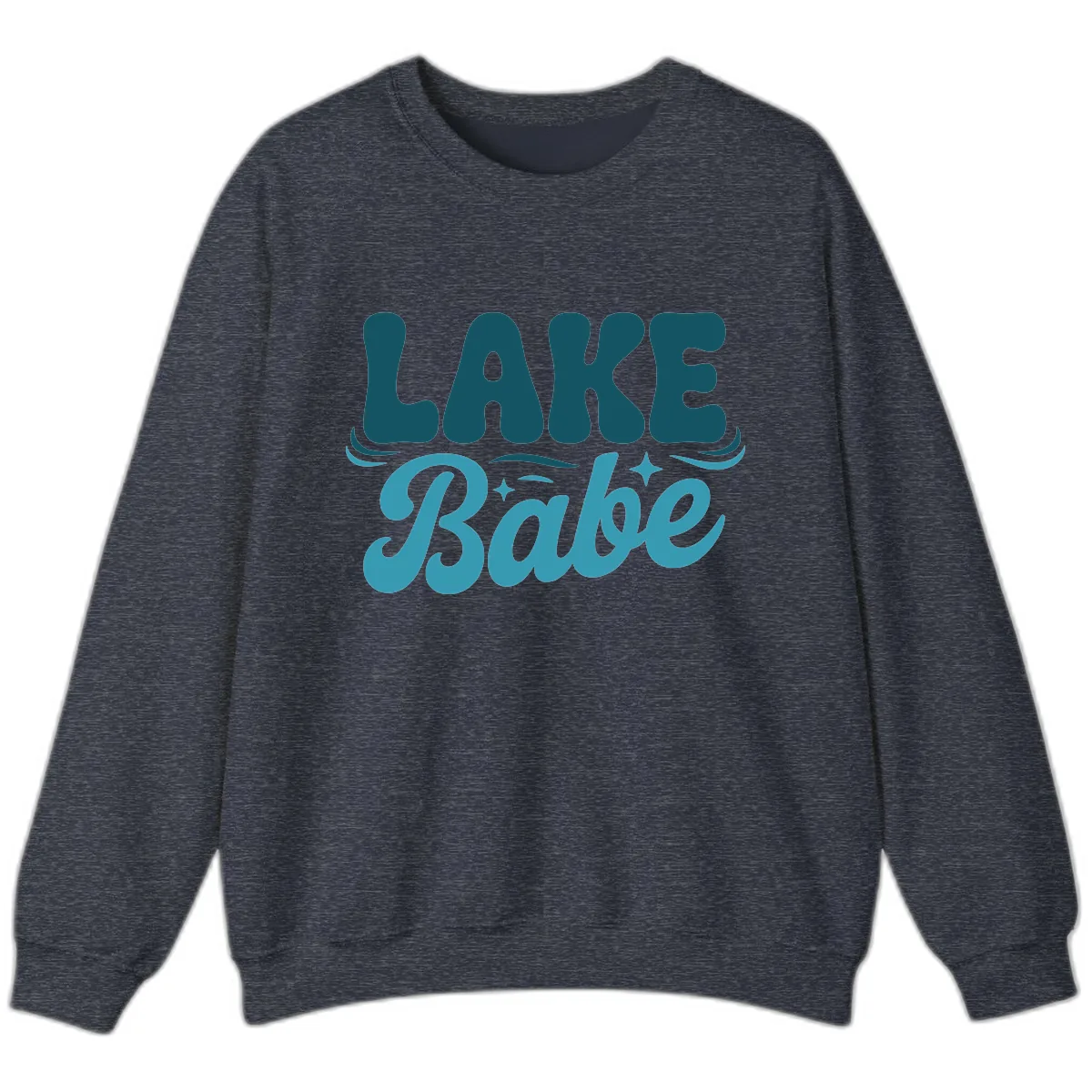 Retro Lake Babe Graphic Design Sweatshirt in Heather Sport Dark Navy
