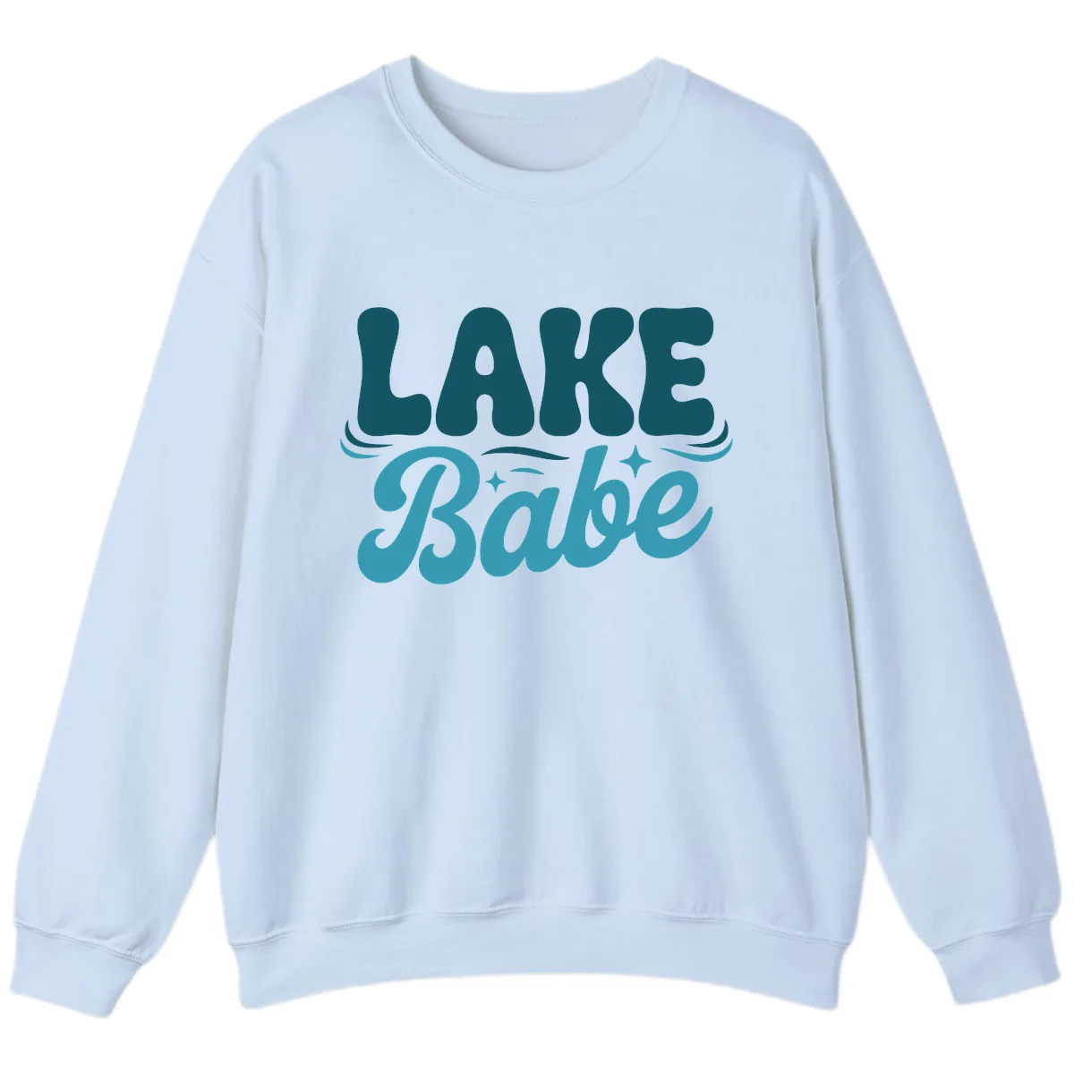 Retro Lake Babe Graphic Design Sweatshirt in Light Blue