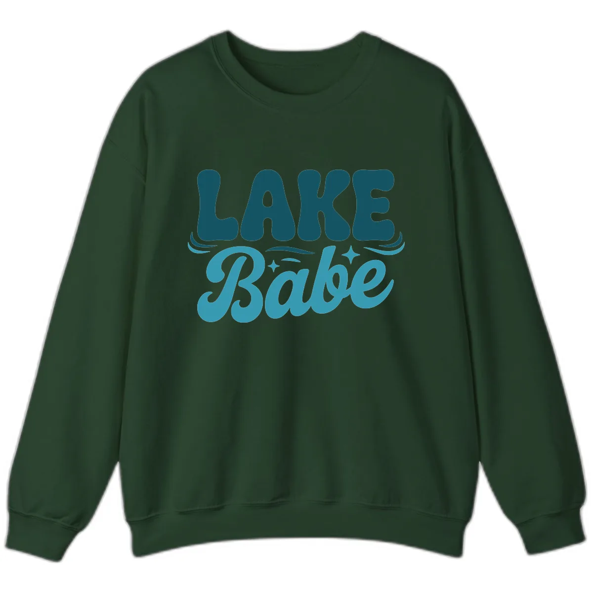 Retro Lake Babe Graphic Design Sweatshirt in Forest Green
