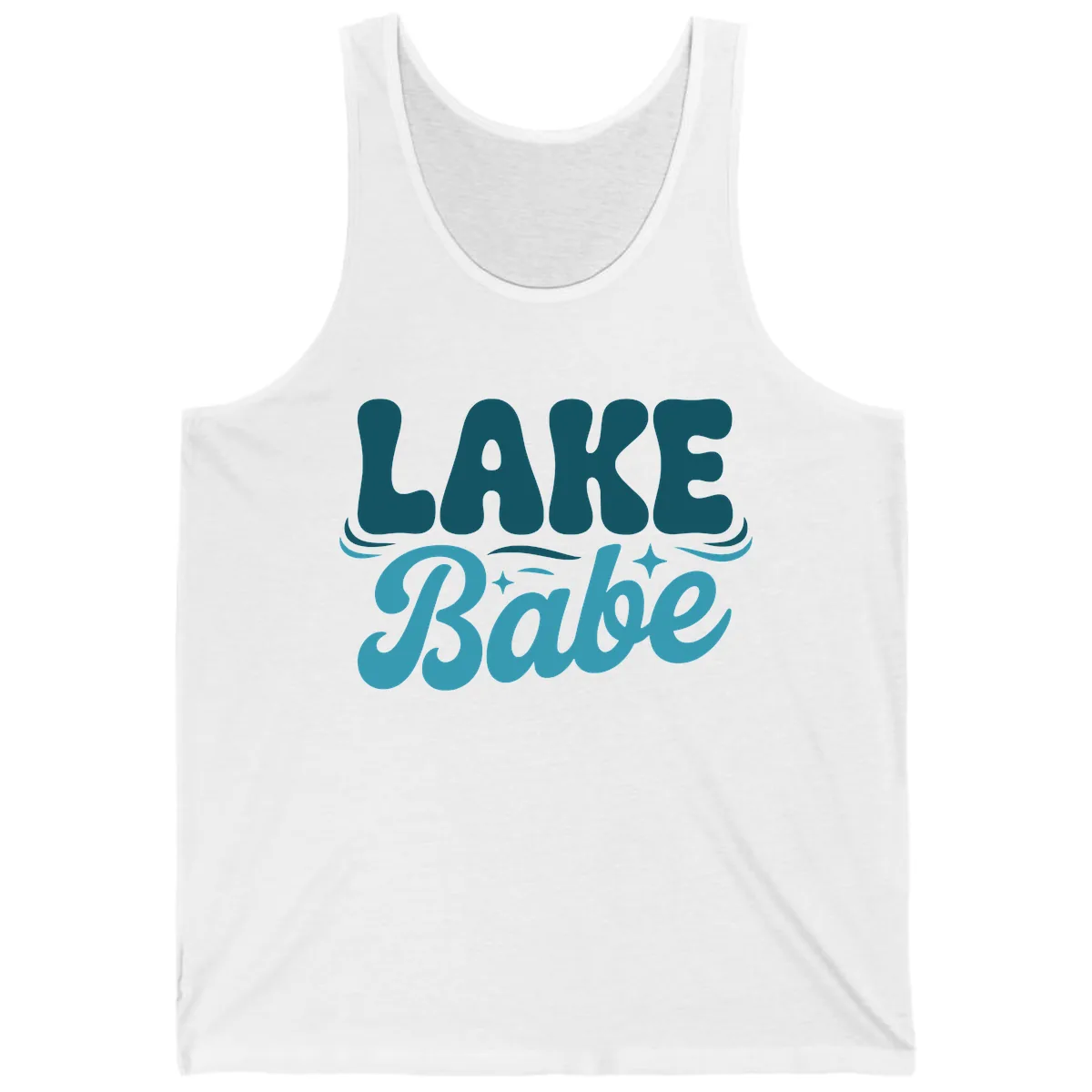 Retro Lake Babe Graphic Design Tank in White