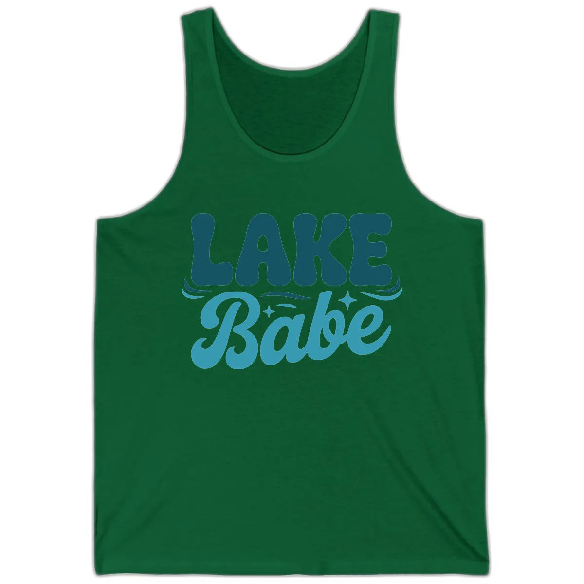 Retro Lake Babe Graphic Design Tank in Kelly