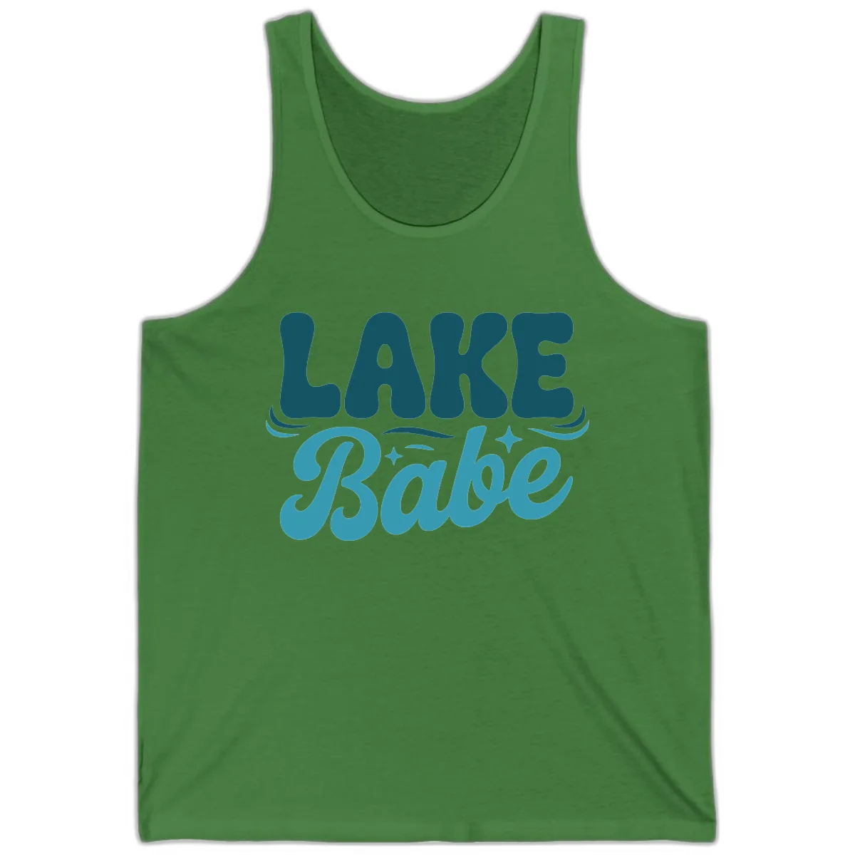 Retro Lake Babe Graphic Design Tank in Leaf