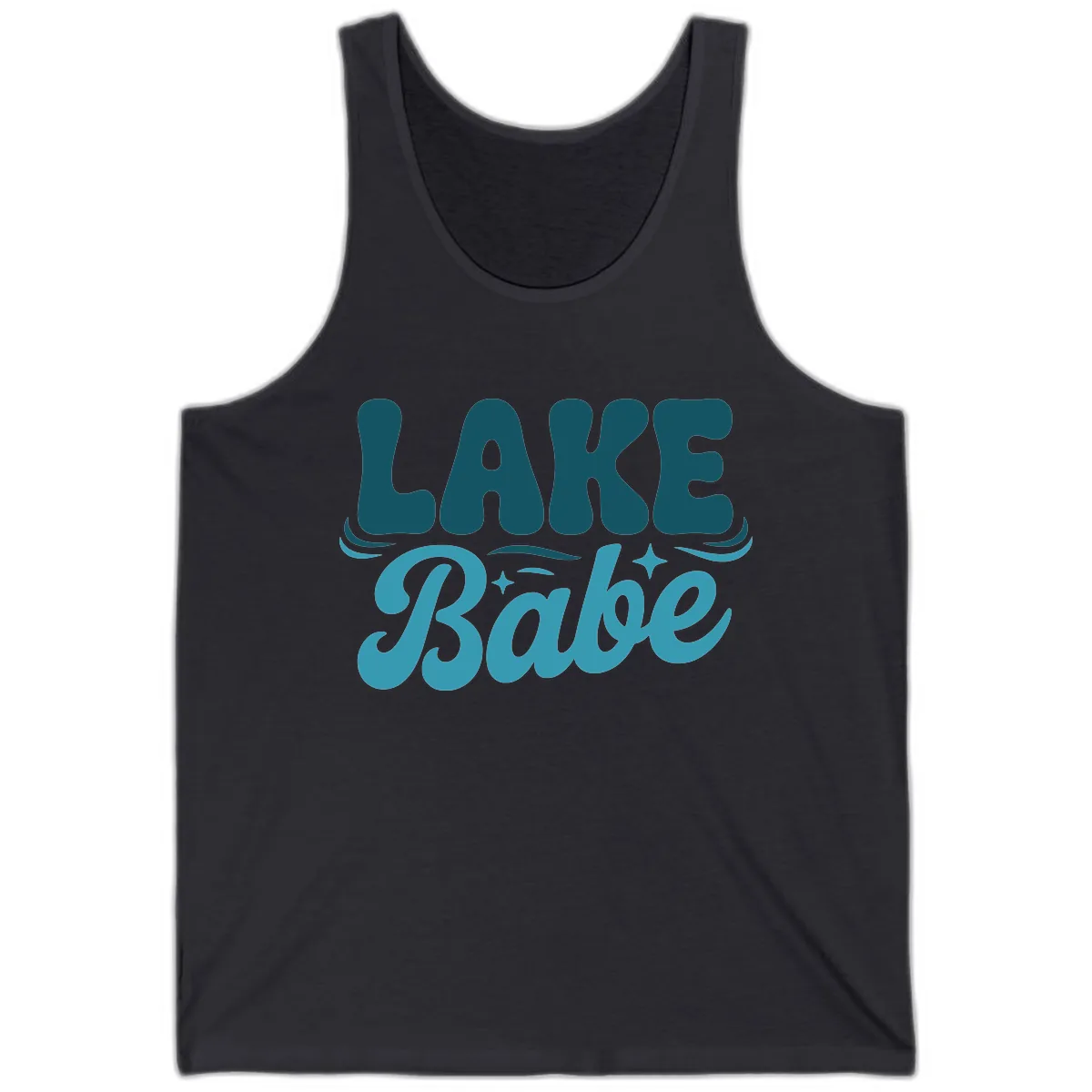 Retro Lake Babe Graphic Design Tank in Dark Grey