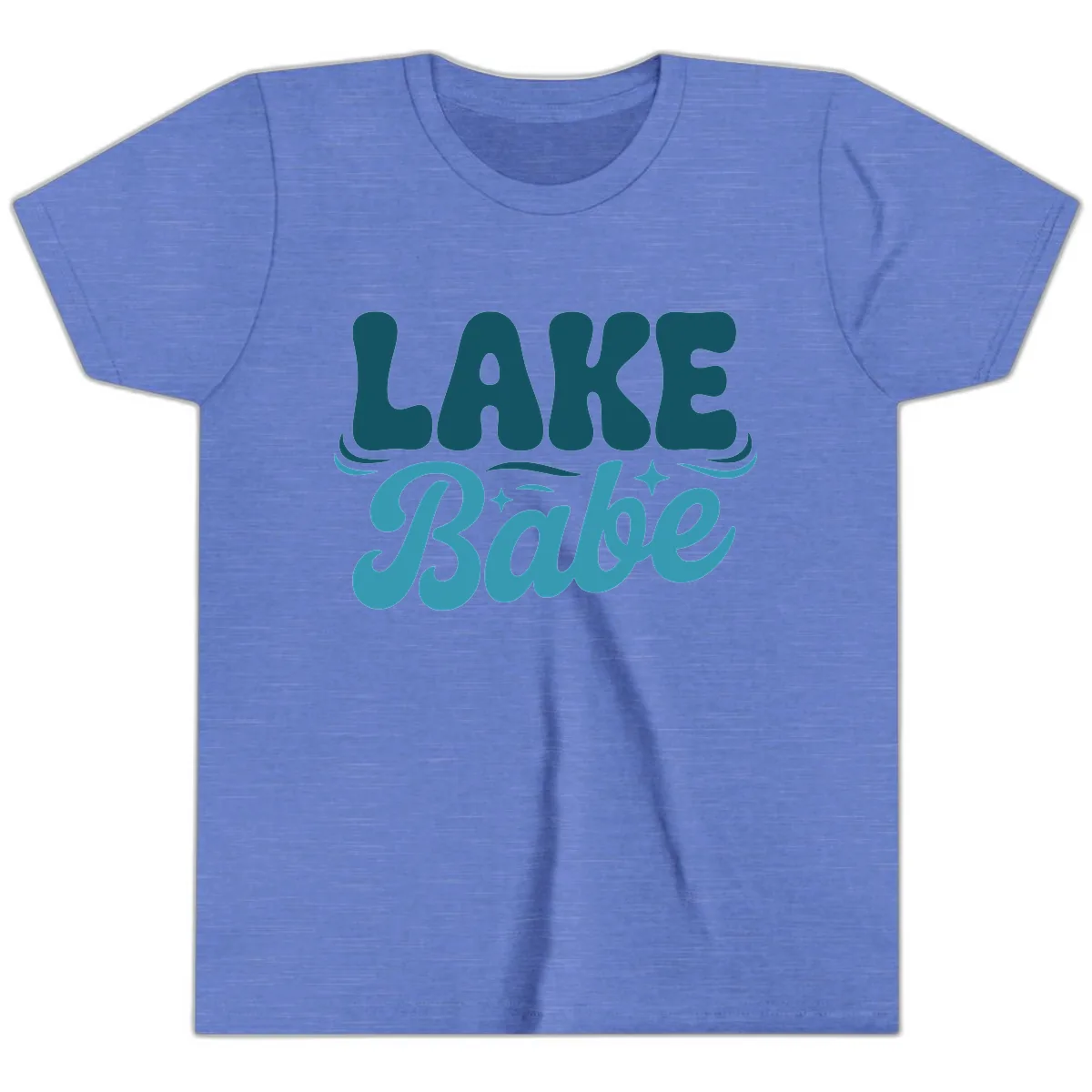 Retro Lake Babe Graphic Design Youth T-Shirt in Heather Columbia Blue