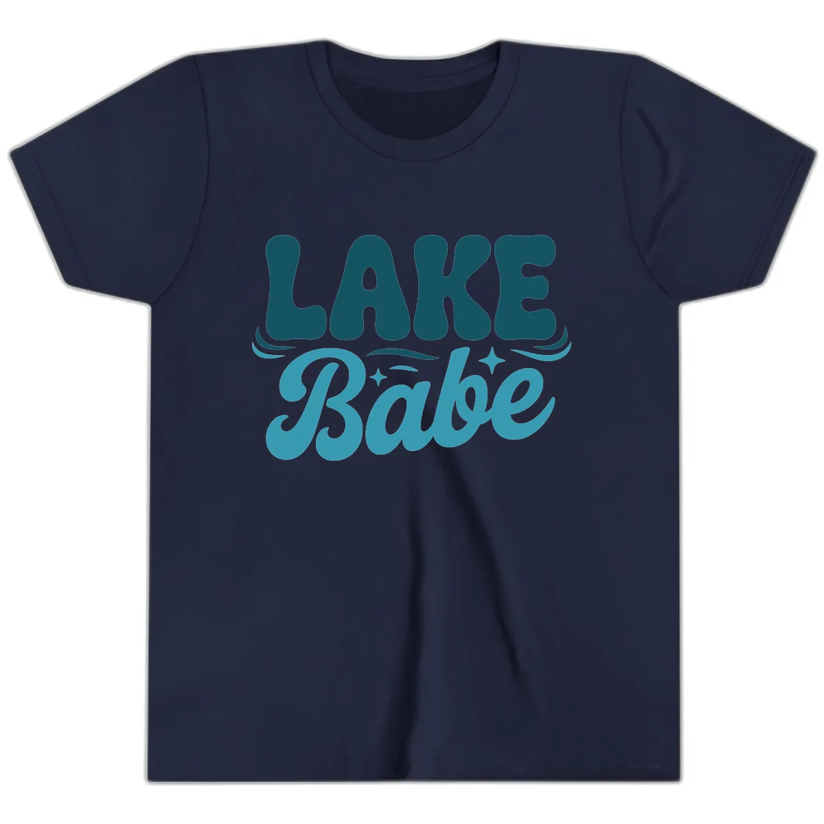 Retro Lake Babe Graphic Design Youth T-Shirt in Navy