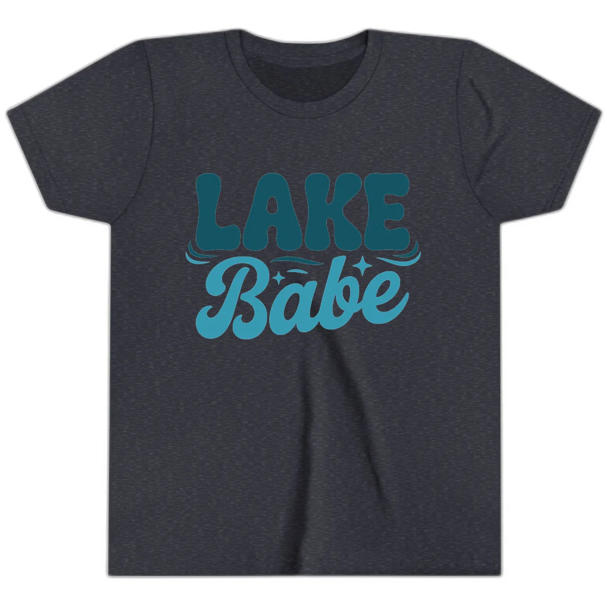 Retro Lake Babe Graphic Design Youth T-Shirt in Heather Navy