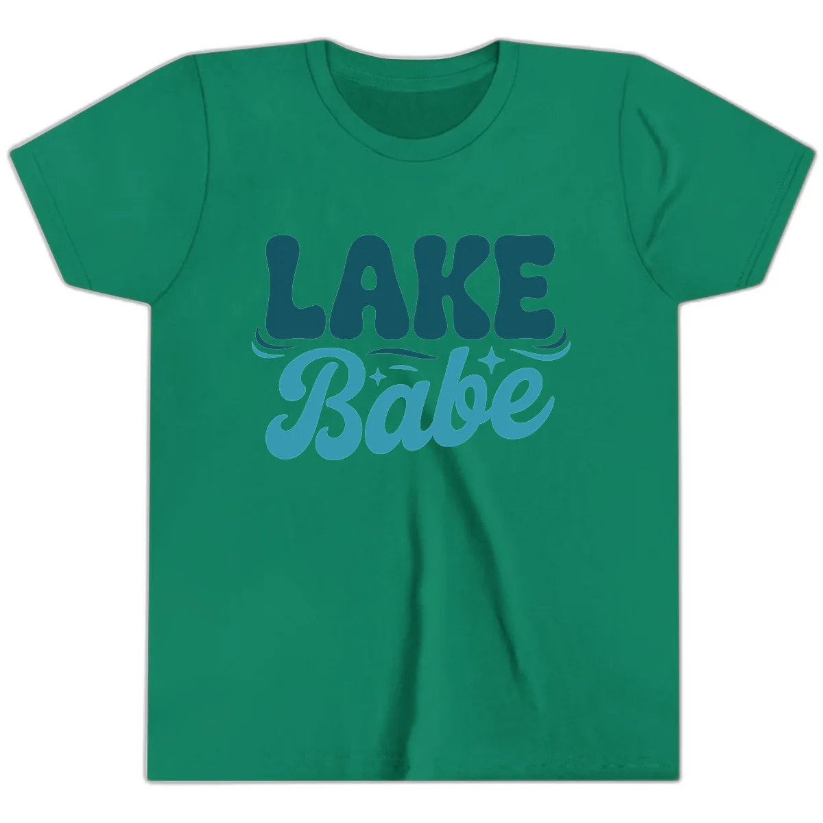 Retro Lake Babe Graphic Design Youth T-Shirt in Kelly