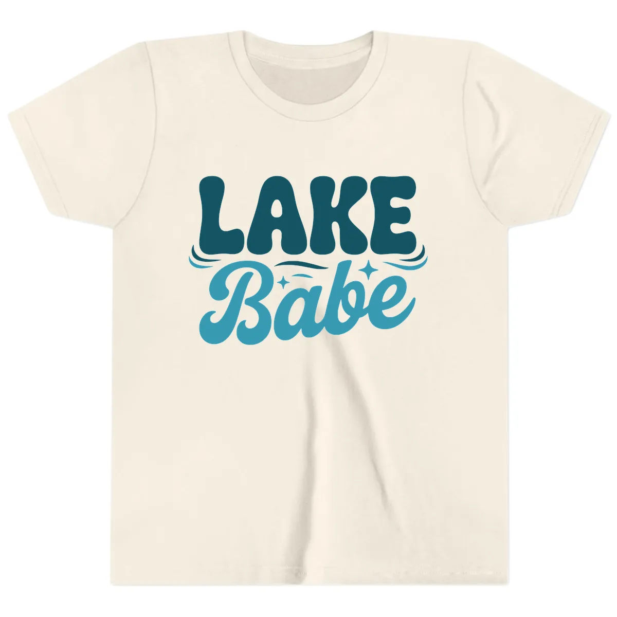 Retro Lake Babe Graphic Design Youth T-Shirt in Natural