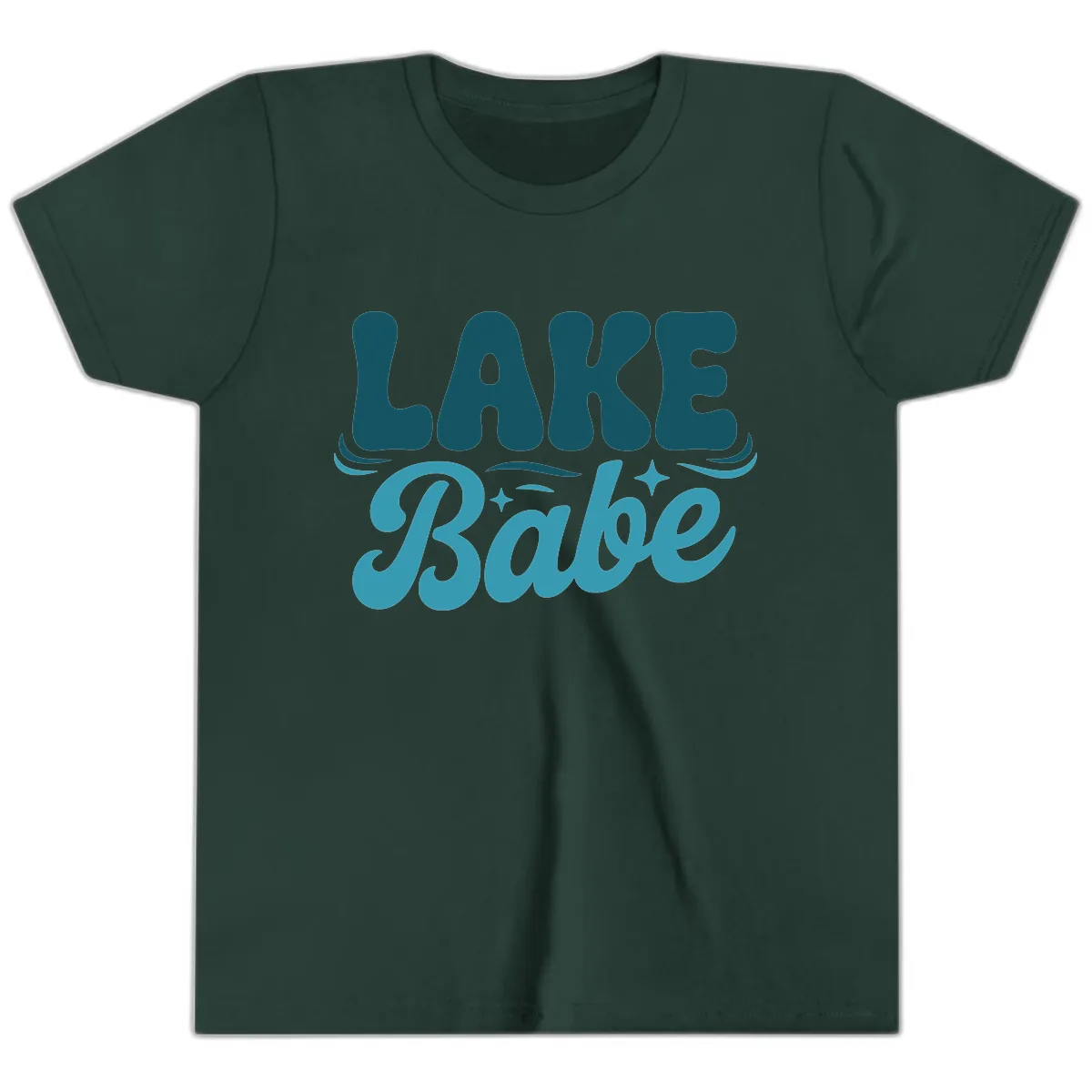 Retro Lake Babe Graphic Design Youth T-Shirt in Forest