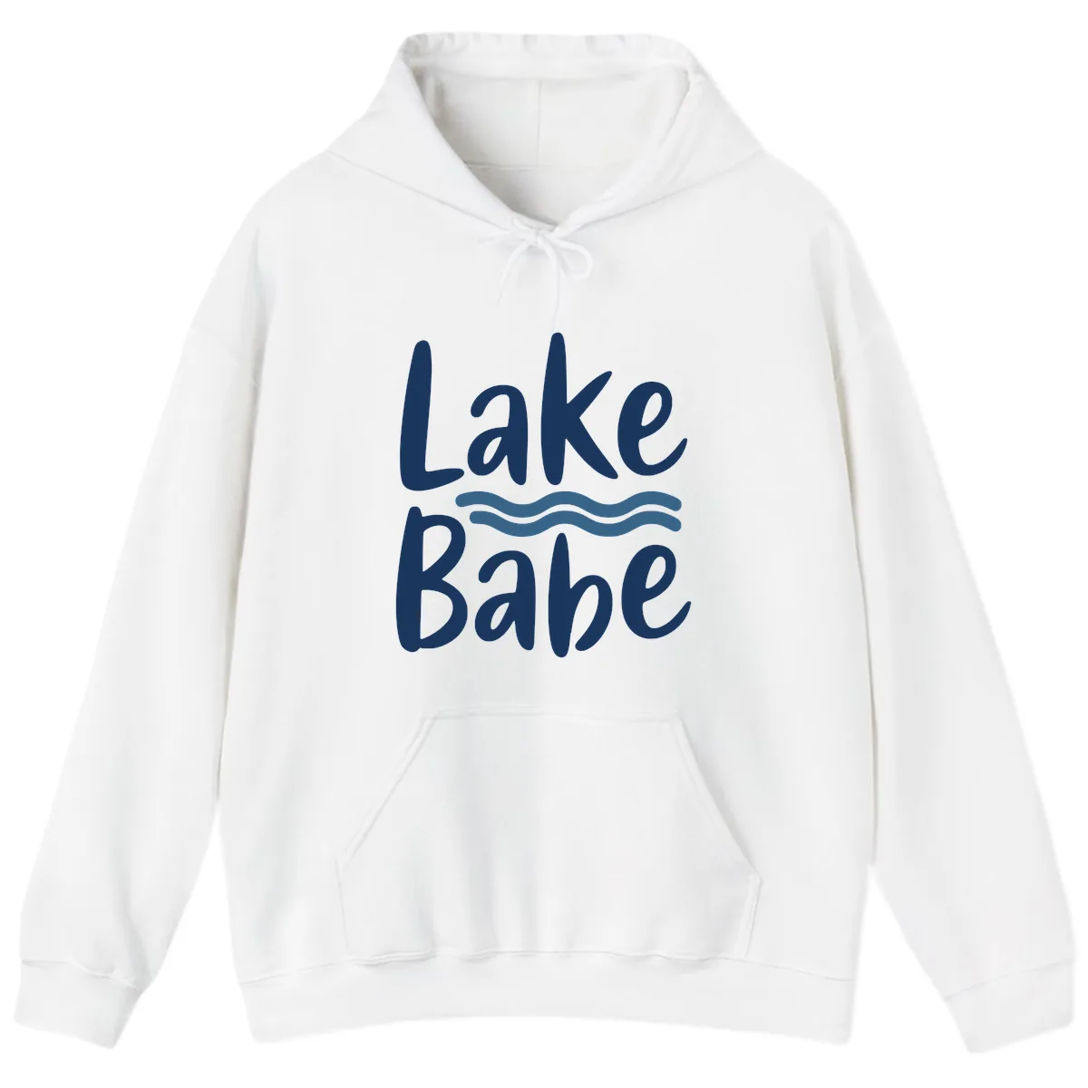Lake Babe Typography Design Hoodie in White