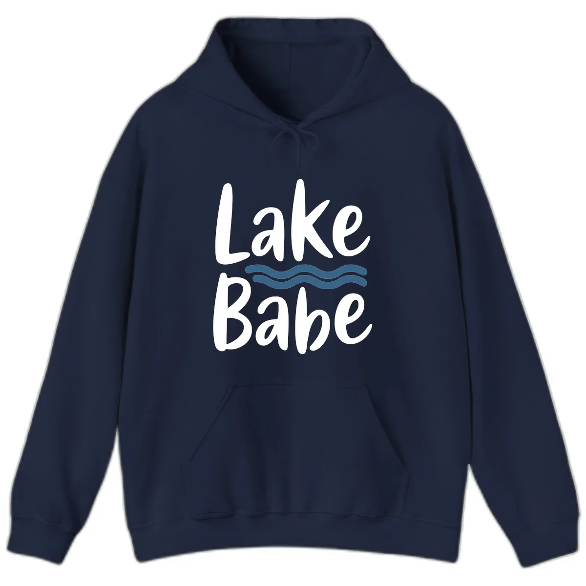 Lake Babe Typography Design Hoodie in Navy