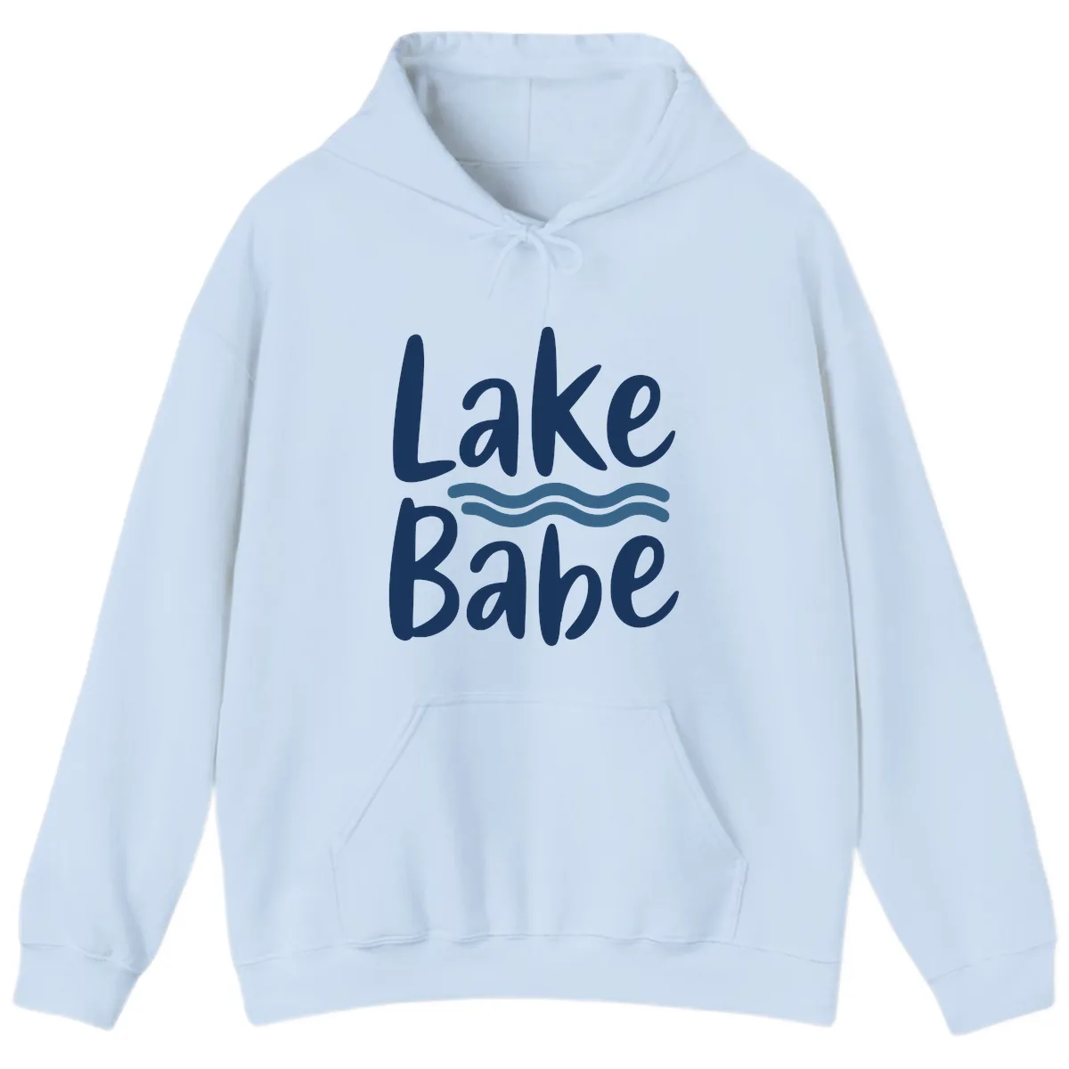 Lake Babe Typography Design Hoodie in Light Blue
