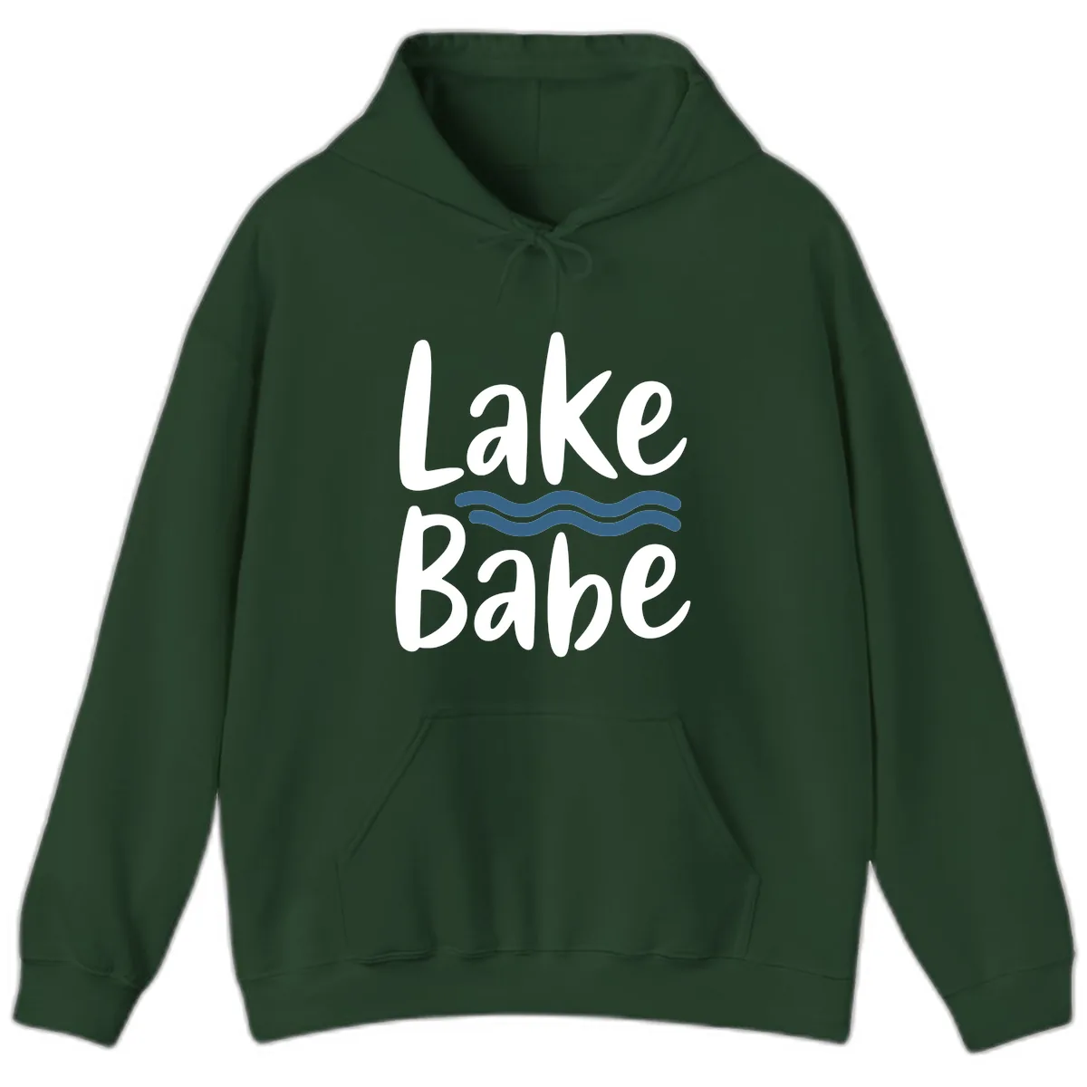 Lake Babe Typography Design Hoodie in Forest Green