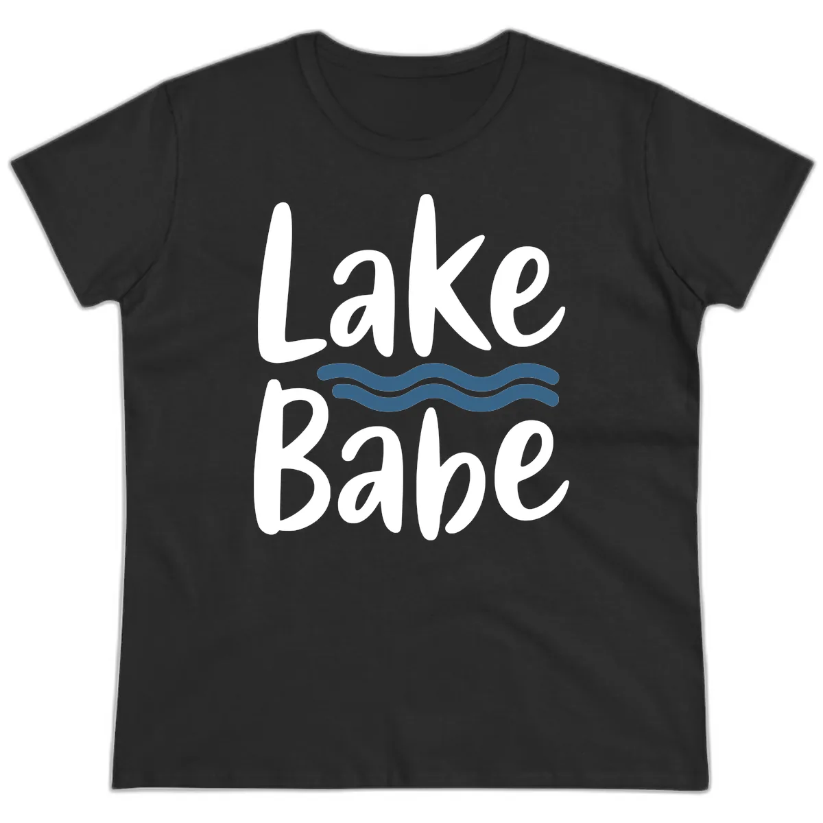 Lake Babe Typography Design Ladies Tee in Black