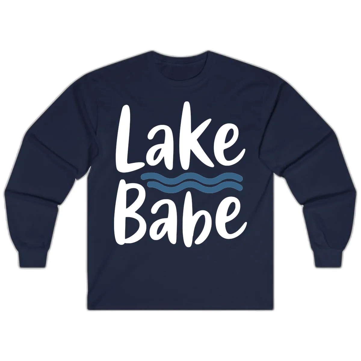 Lake Babe Typography Design Long Sleeve in Navy