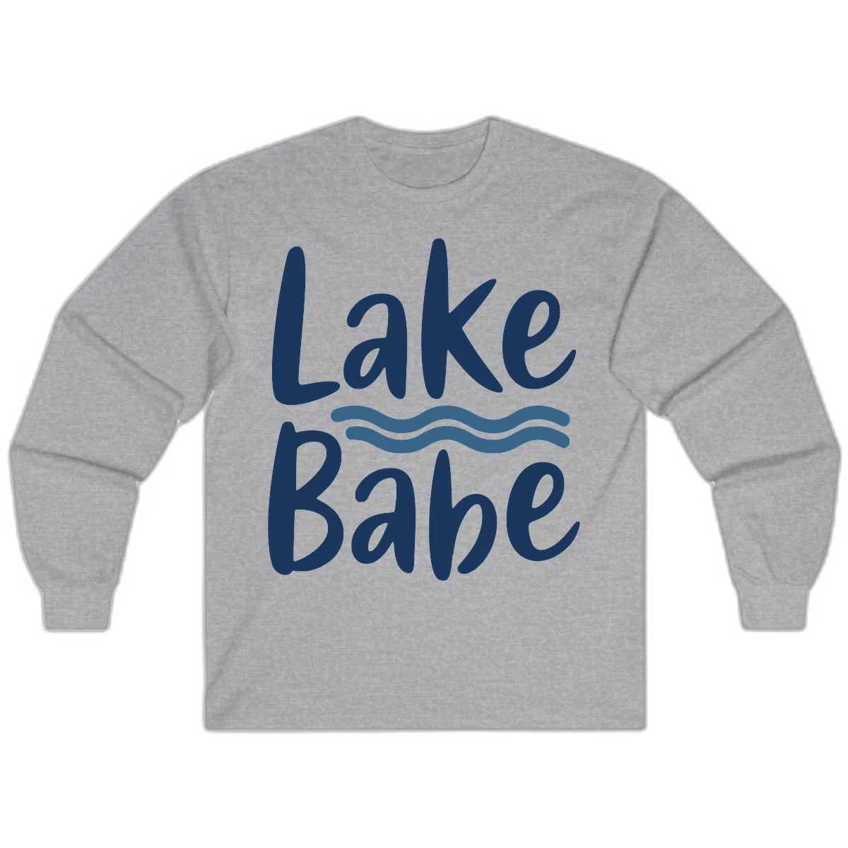 Lake Babe Typography Design Long Sleeve in Sport Grey