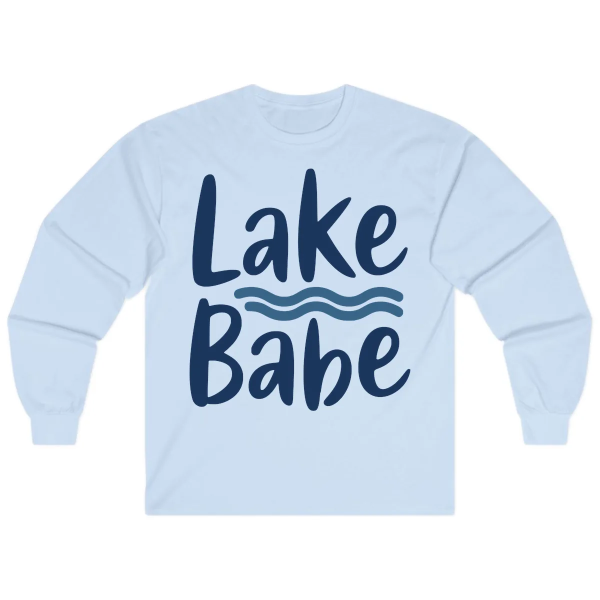 Lake Babe Typography Design Long Sleeve in Light Blue