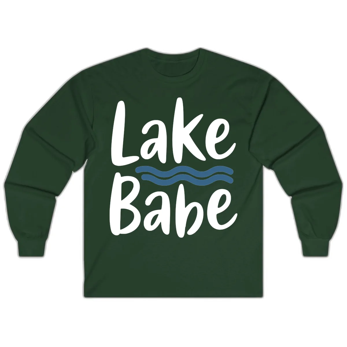 Lake Babe Typography Design Long Sleeve in Forest Green