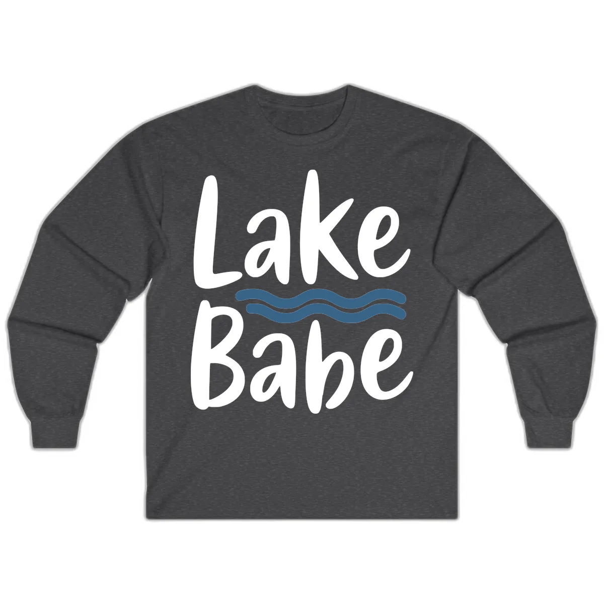 Lake Babe Typography Design Long Sleeve in Dark Heather