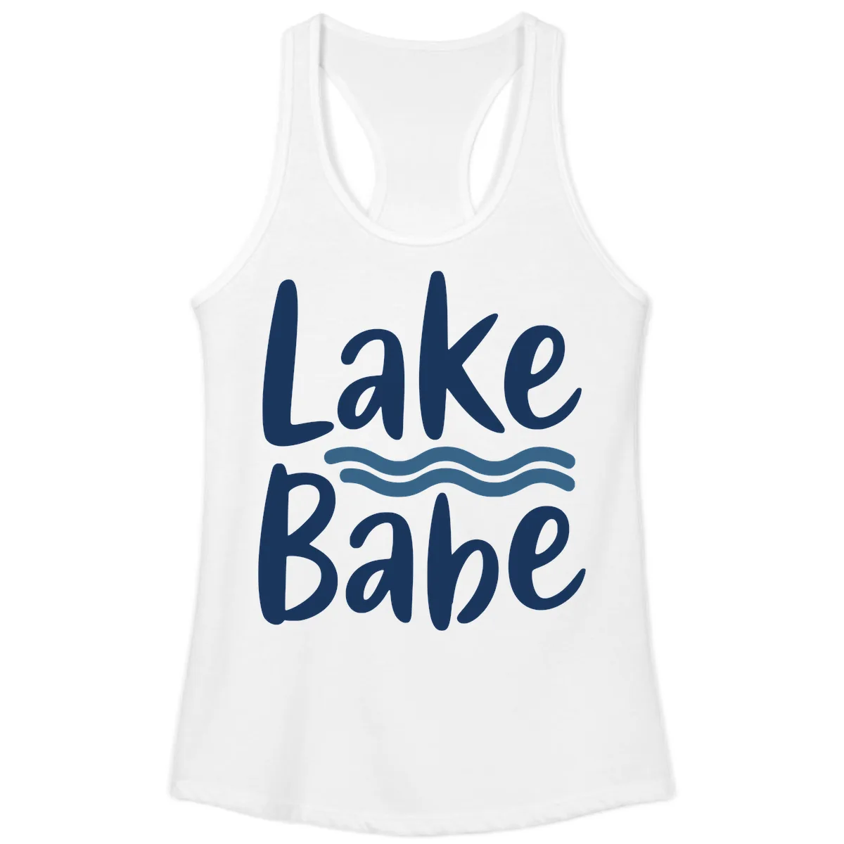 Lake Babe Typography Design Ladies Tank in White