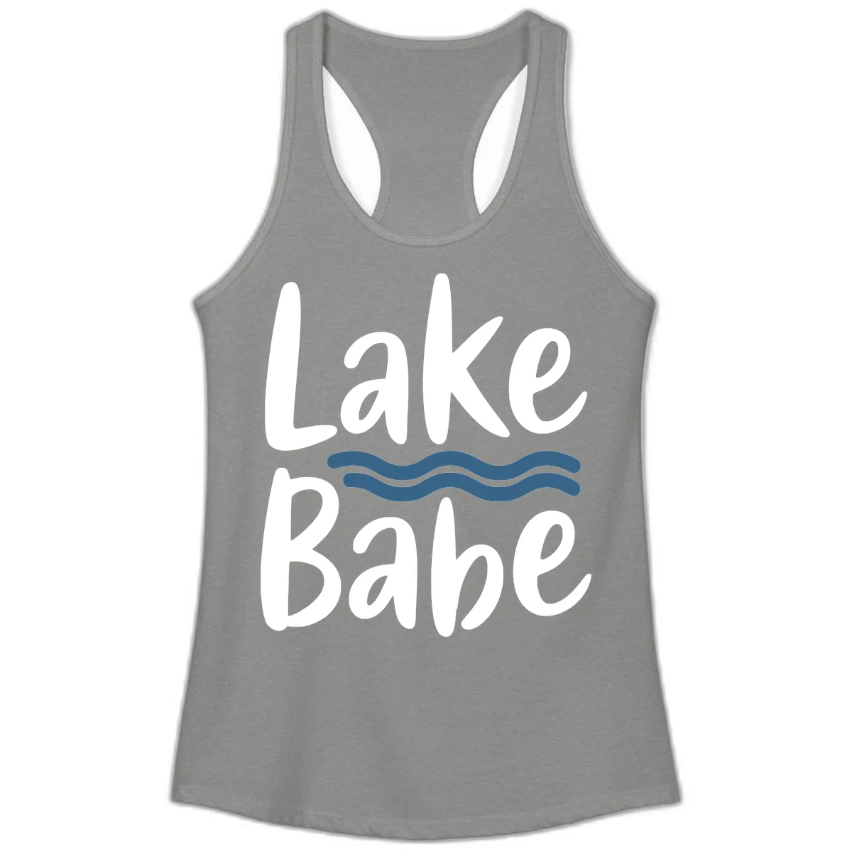Lake Babe Typography Design Ladies Tank in Heather Grey