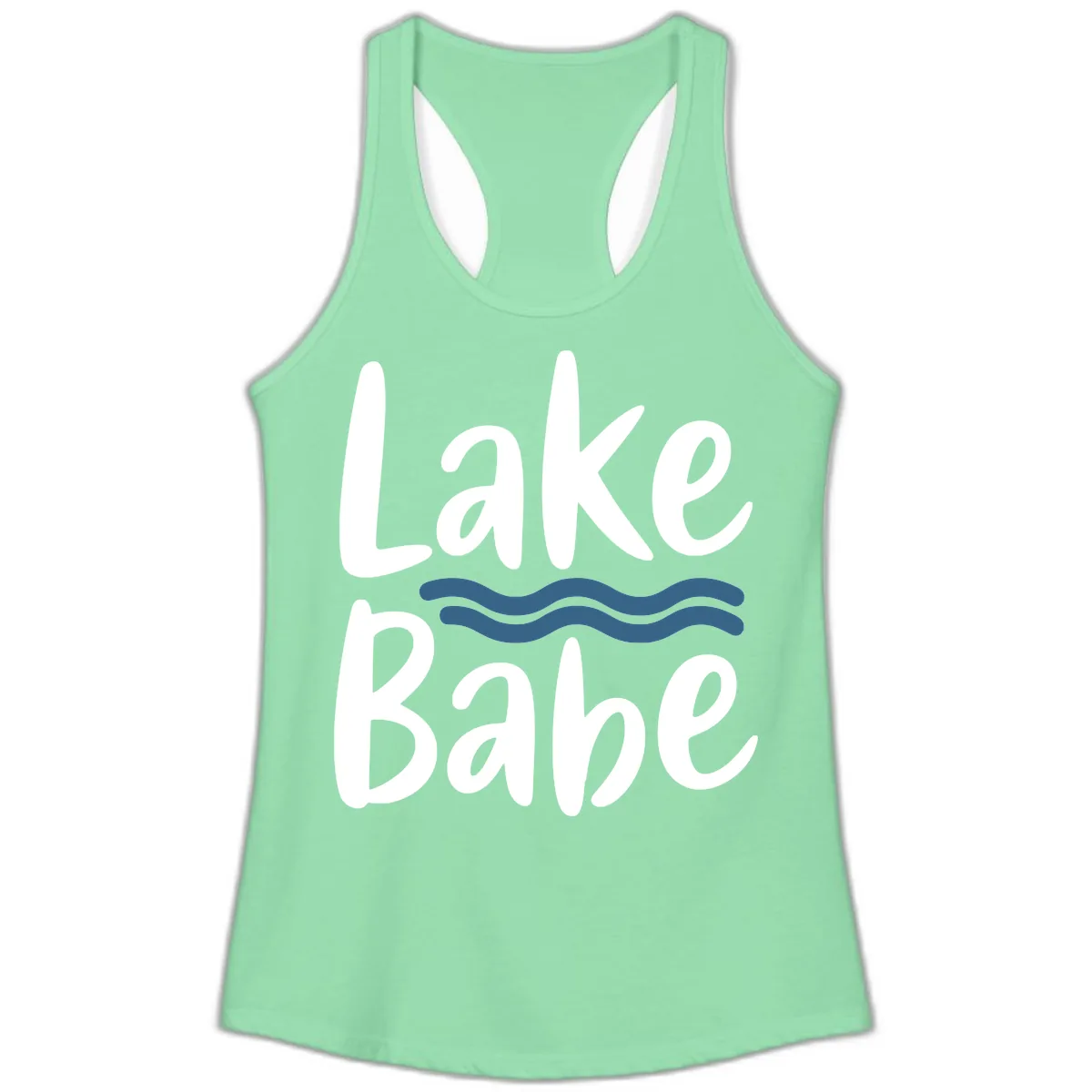 Lake Babe Typography Design Ladies Tank in Solid Mint