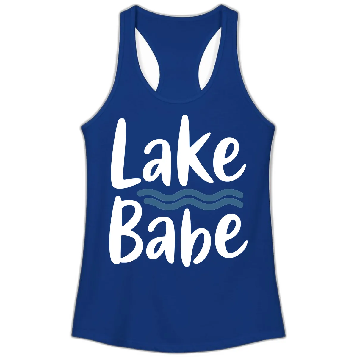 Lake Babe Typography Design Ladies Tank in Solid Royal