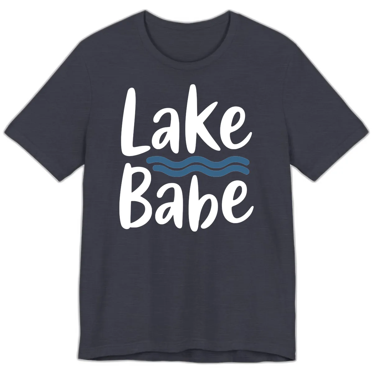 Lake Babe Typography Design Premium T-Shirt in Heather Midnight Navy