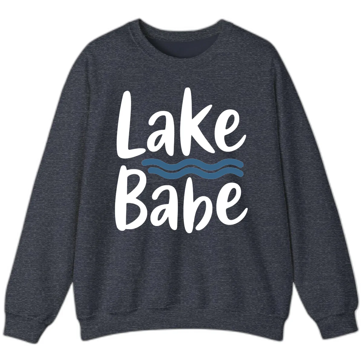 Lake Babe Typography Design Sweatshirt in Heather Sport Dark Navy