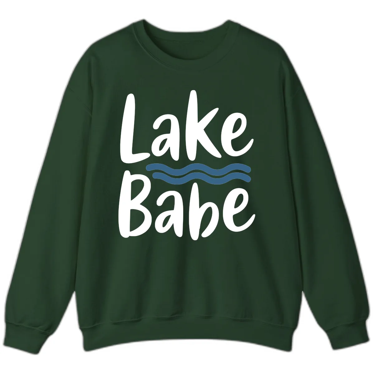 Lake Babe Typography Design Sweatshirt in Forest Green