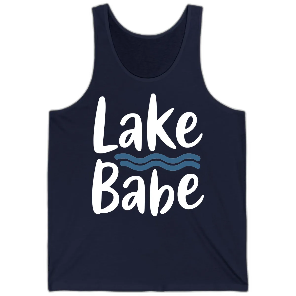 Lake Babe Typography Design Tank in Navy