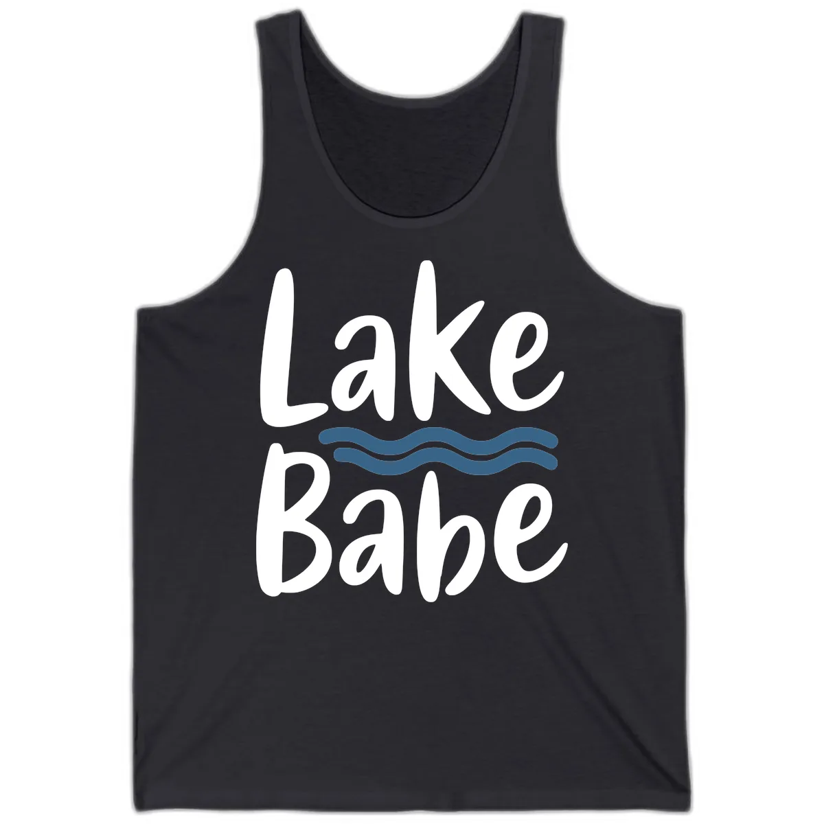 Lake Babe Typography Design Tank in Dark Grey